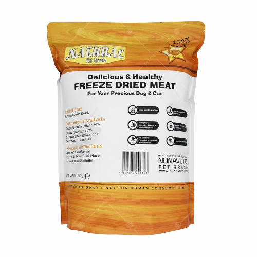 Nunavuto Natural Pet Treats 700g Freeze-Dried ((DUCK)) 凍乾脫水小食 鴨肉粒 700克 (貓狗適用)